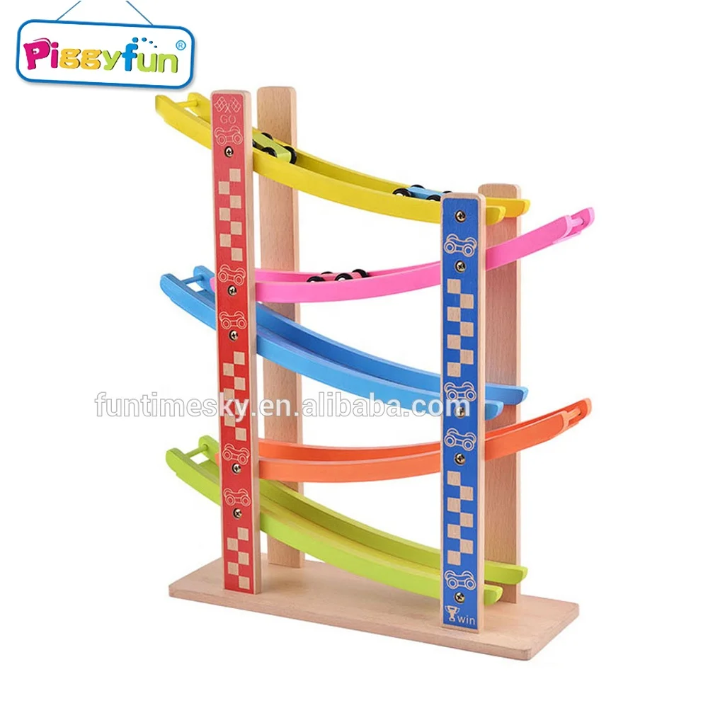 2021 High Quality Small Wooden Toy Car Assembly Kit Toys With Ramp Track For Kid Learn AT11955