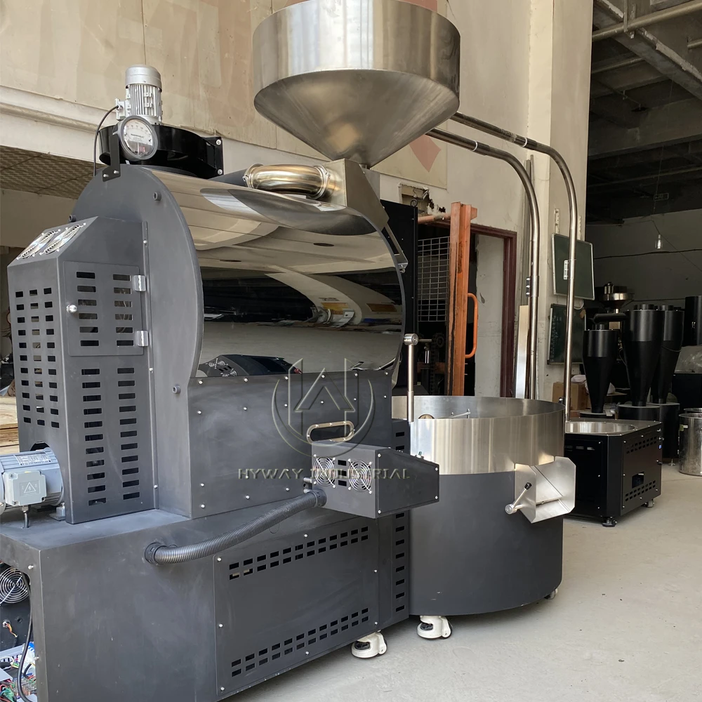 HW-17kg 15kg double drum cast iron stainless steel gas hot air heating coffee roasters coffee bean coffee roaster machine