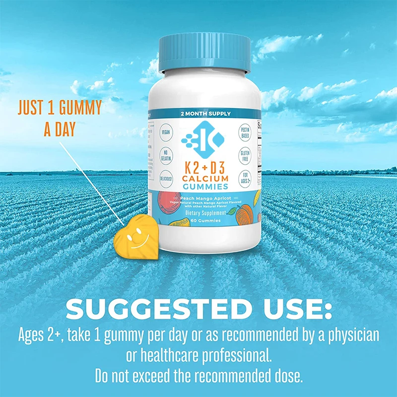 Vegan Support Bone And Immune Health Gummy Supplement Organic Calcium Vitamin D3 Gummies Private Label