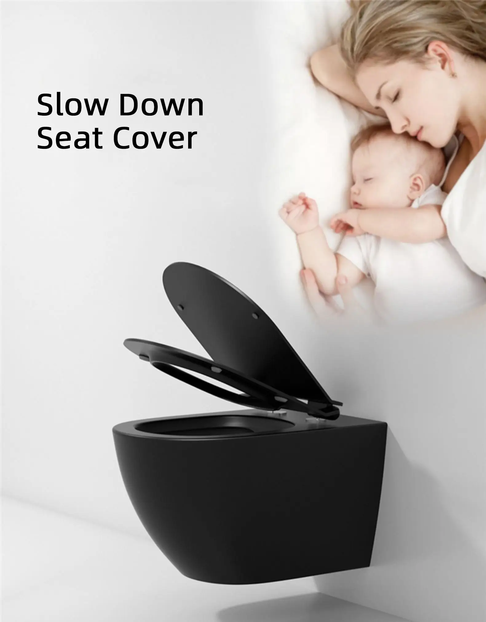 Wall hanging european rimless p trap modern color ceramic sanitary ware wc wall mounted drain matt black wall hung toilet