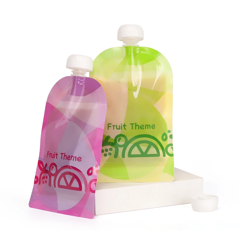 BPA-free Fresh Fruit Juice Puree Packaging Spout Pouch Double Zip 180ML Reusable Baby Food Pouch