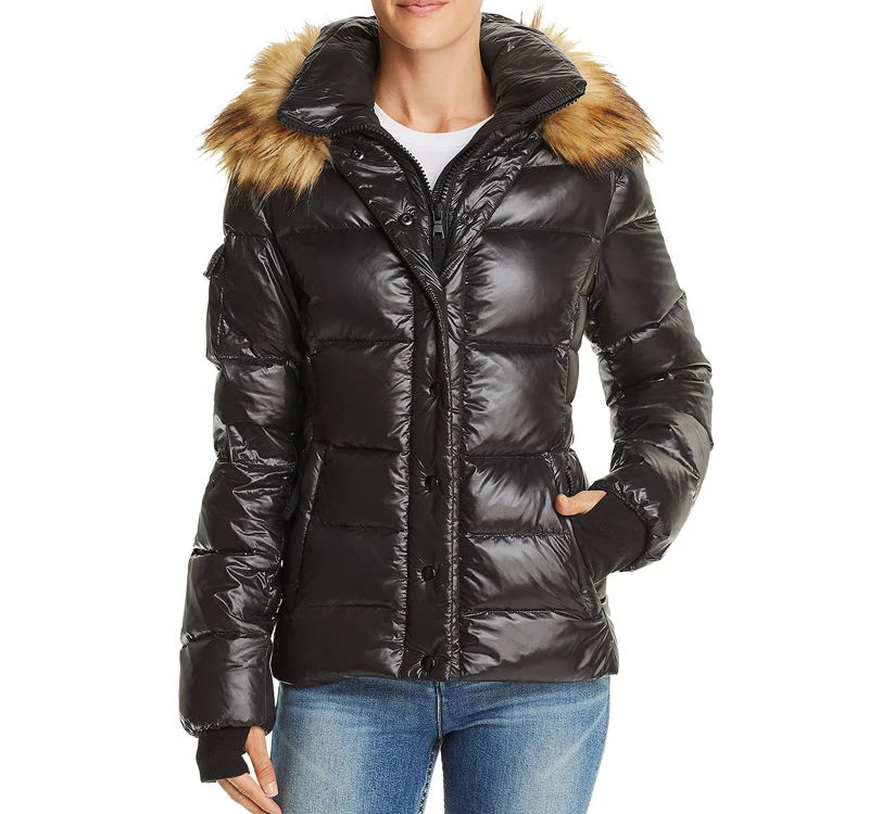 
OEM ODM custom women nylon feather down jacket with fur hood 