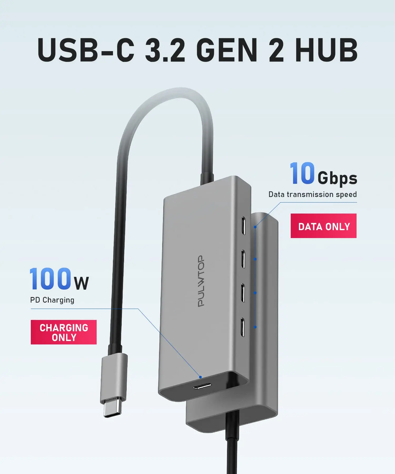 PULWTOP 5 in 1 Usbc Multi Port Adapter Docking Station Usb C To Ethernet Usb 3.0 Adapter Converter Hub for MacBook XPS