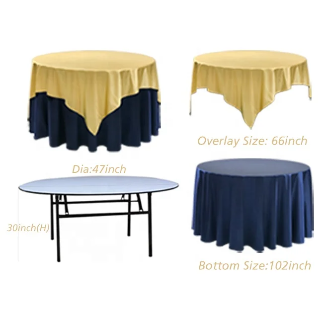 Wholesale Luxury navy blue gold Banquet Party Round  Table cloth