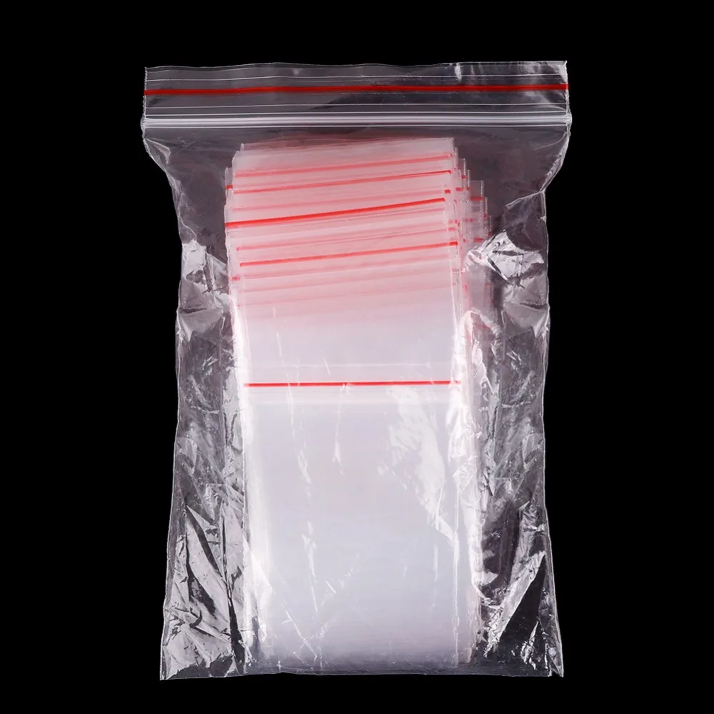 
Clear Grip Self Press Seal Zip Lock Plastic Bags with Red Side 