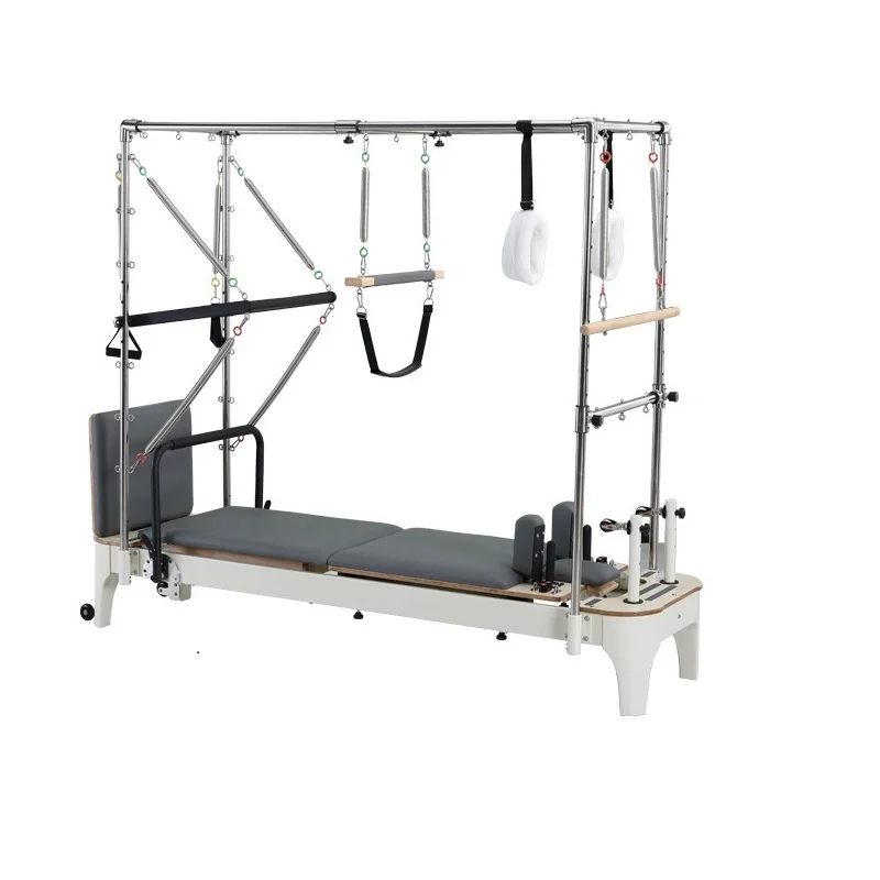 Home and studio Gym fitness 3 in 1 Cadillac white wood pilates reformer with tower