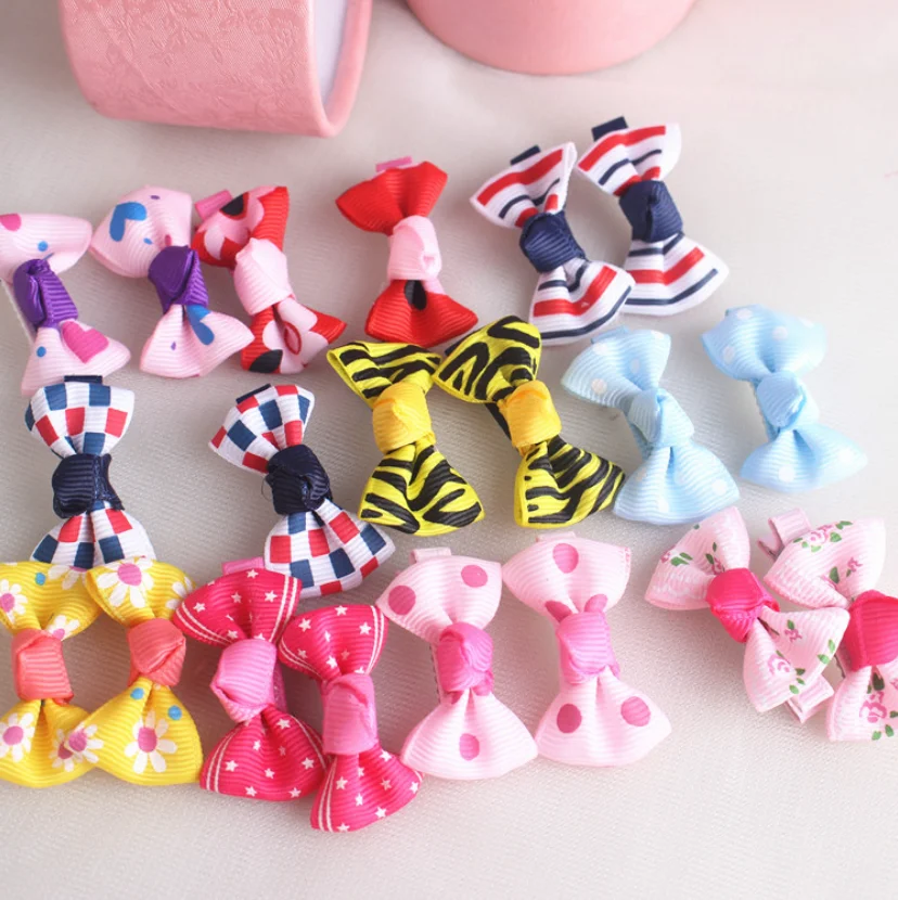 Cute kids cartoon and bows hair clips and Elastic rubber band packing  20pcs in nice gift box