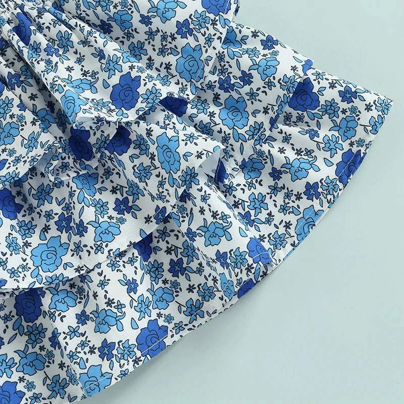 Girls Summer New Dresses Infant Floral Sling Dress Fashion Girls Design Pleated Dresses