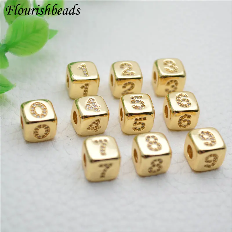 18k Gold Plated Square Beads Pendant Cube for DIY Bracelet Loose Beads Accessories Spacer Beads
