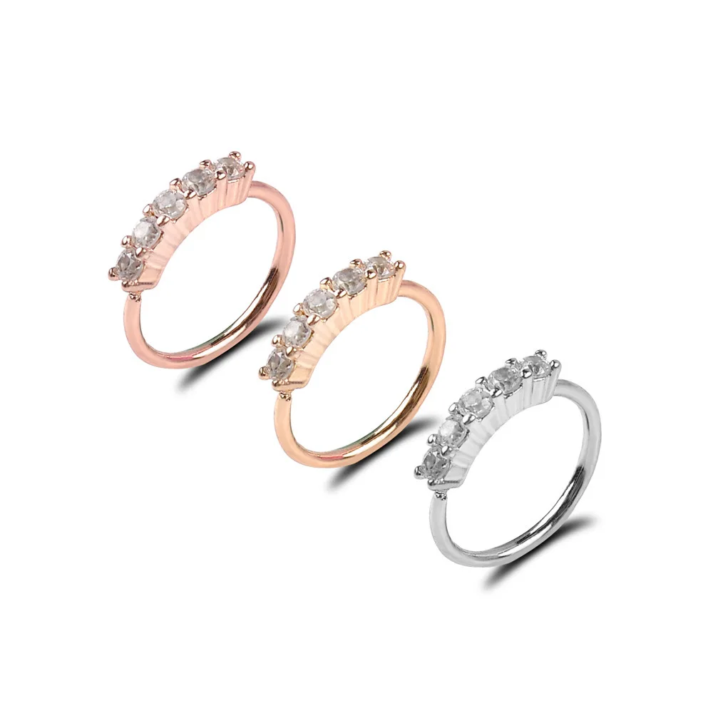 Getta Crystal CZ Nose Piercing Nose Ring Body Jewelry Brass Nose Hoop Women Popular Men Gift Party Diamond