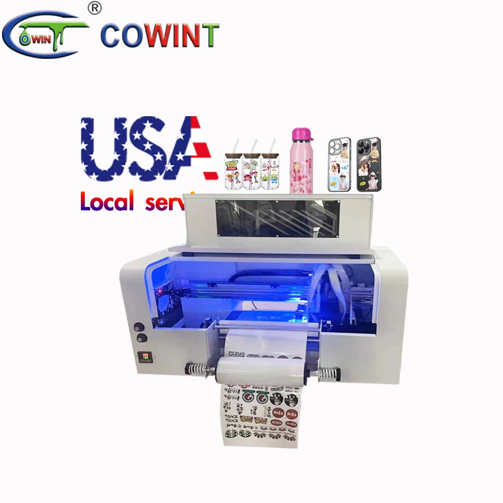 Cowint 2023 Digital Best Quality Automatic A3 UV Flatbed Printer UV Printing printer desktop small uv flatbed printer 300mm