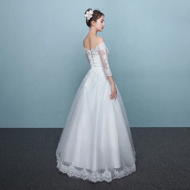  Новые модные женские свадебные платья на одно плечо с длинным рукавом для невесты