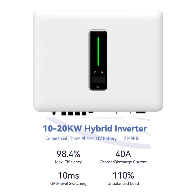 TUV CE IEC 150V-750V Solar Home Energy Storage System Power HV Inverter 10kW 20kW 3 Phase Solar Hybrid Inverter With Battery