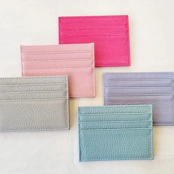 Leather Real Leather Pastel Colours Credit Card Holder Small Card Leather Card Holder Wallet
