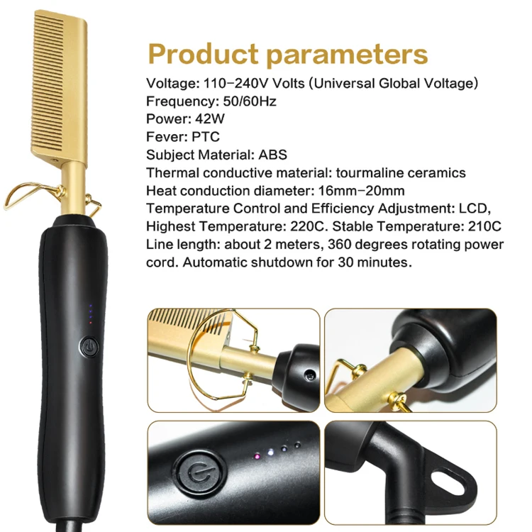 New Type Electric Hot Ceramic Personal Straight Hair Brush Hair Straightener Comb