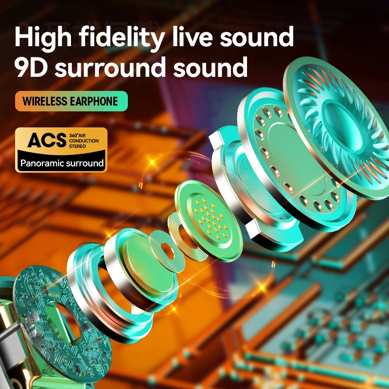 Ultra-Long Battery Noise Cancelling Over-Ear Headphones Digital Display Wireless Earbuds LED Battery Indicator Bluetooth V5.3 JL