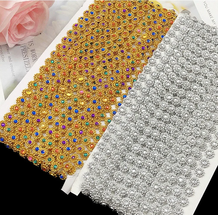 Custom New Arrival Rhinestone Flower Lace Trim 1cm Width Ethnic Beaded Luxury Sequin Laces For Women Clothing Garment