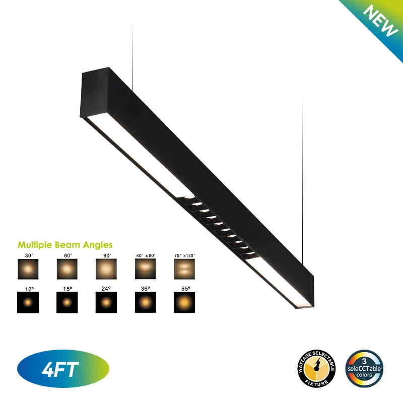OEM Aluminum Housing Silver 40W Adjustable Emergency Dimmable Connectable Surface Mounted Led Linear Light For Dining Room