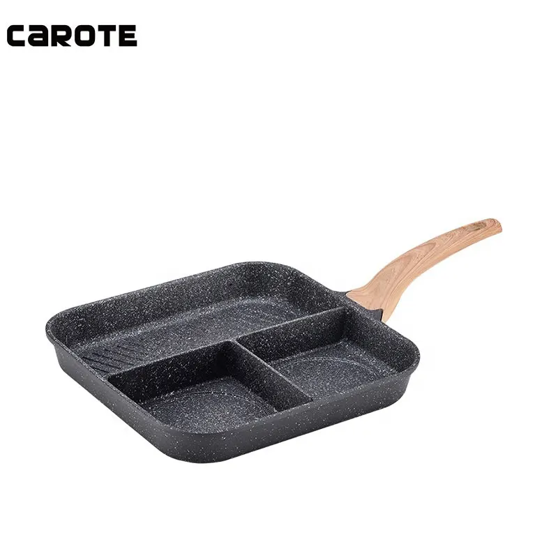 Carote grill pan 3 in 1 Griddle Happy Call pan 3 section divided Desinni Die Casting Grill Pan for stove