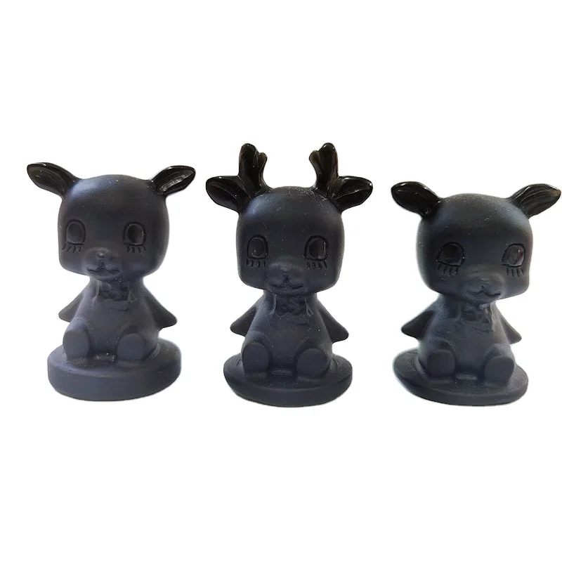 
Wholesale Hot Sale Natural Obsidian Cute Lamb Carved Polished Ornaments For Gifts LSY 