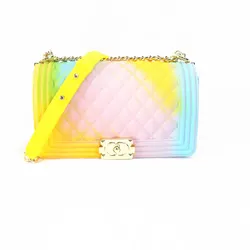 2020 Wholesale PVC shoulder bag women handbags rainbow bag jelly candy purse