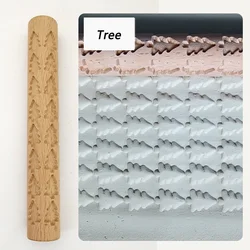 2mm Depth Pattern Hand-made Wooden Textured Rolling Mud Embossed Stick with Pattern Pottery Tools