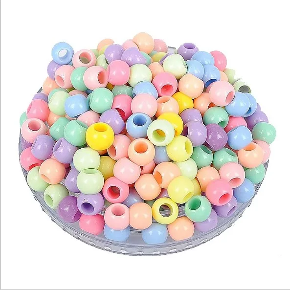 10mm Candy Color Acrylic Round Spacer Big Hole Pony Beads For Jewelry Making DIY Beads Accessories
