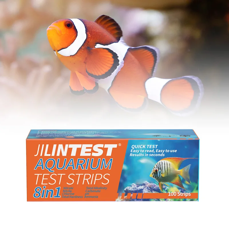 Factory Wholesale Price Multi-parameter Aquarium Test Strips 8way Ammonia,NH3,KH,Nitrate,Nitrite,Chlorine