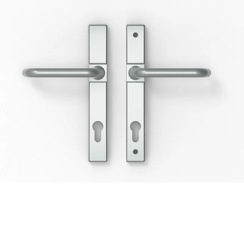 Zinc alloy hinge door silver lever door handles for aluminium profile Square plate S7011-10-KSI