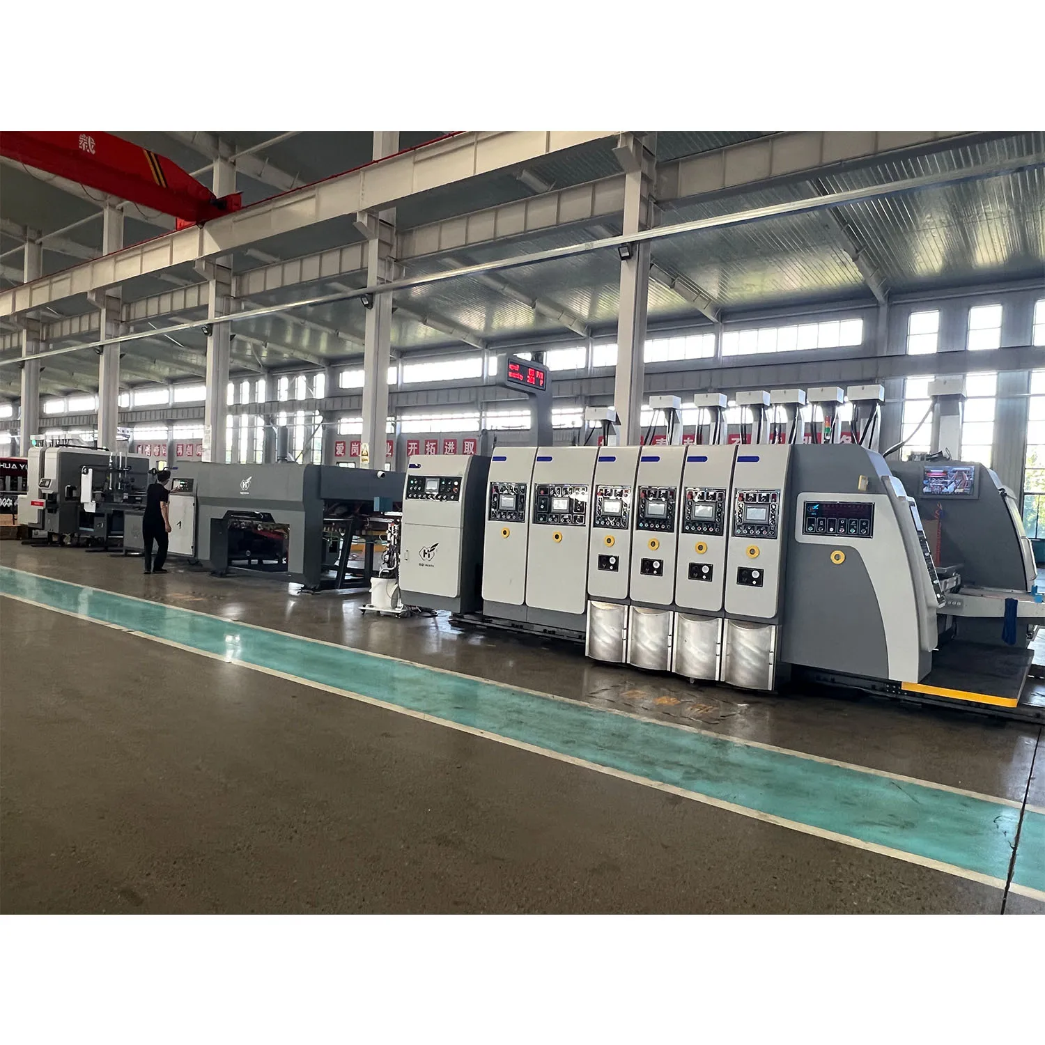 HS-C SERIES full automatic carton box printing slotting machine folding gluing pasting machine for pizza box