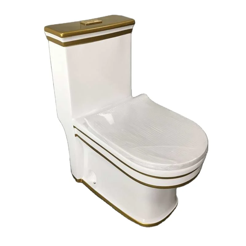 Sanitary Ware European Style Wc One Piece Gold sanitary wash toilet wc with dold border