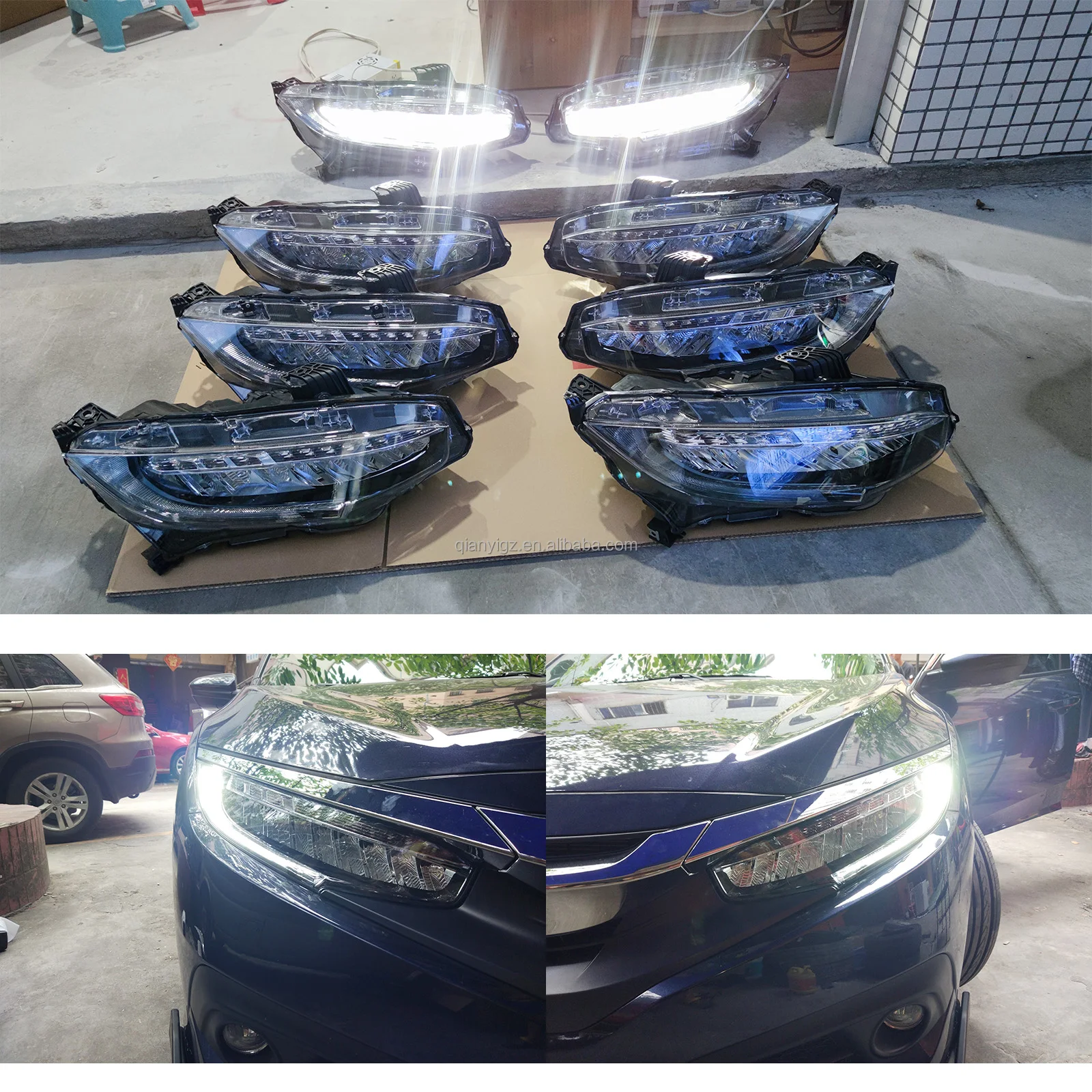 FOR Honda Civic LED automotive headlights Edition Projector HD Matrix Laser  Original 100-18662  Plug-in connector headlight