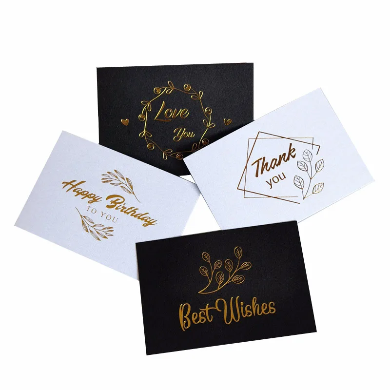 
Mini Bronzing Folding Custom Logo Printing Greeting Card Festival Birthday Cards 