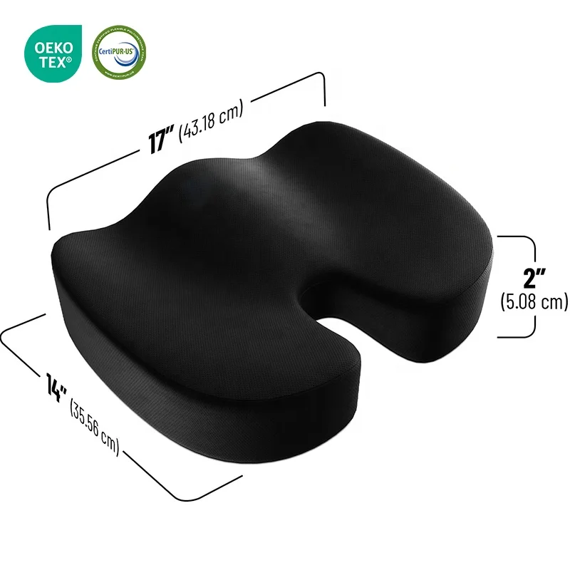 Butt Tailbone Back Coccyx Sciatica Gel Infused  Memory Foam Seat Cushion Pillow Comfort Office Chair and Car Use