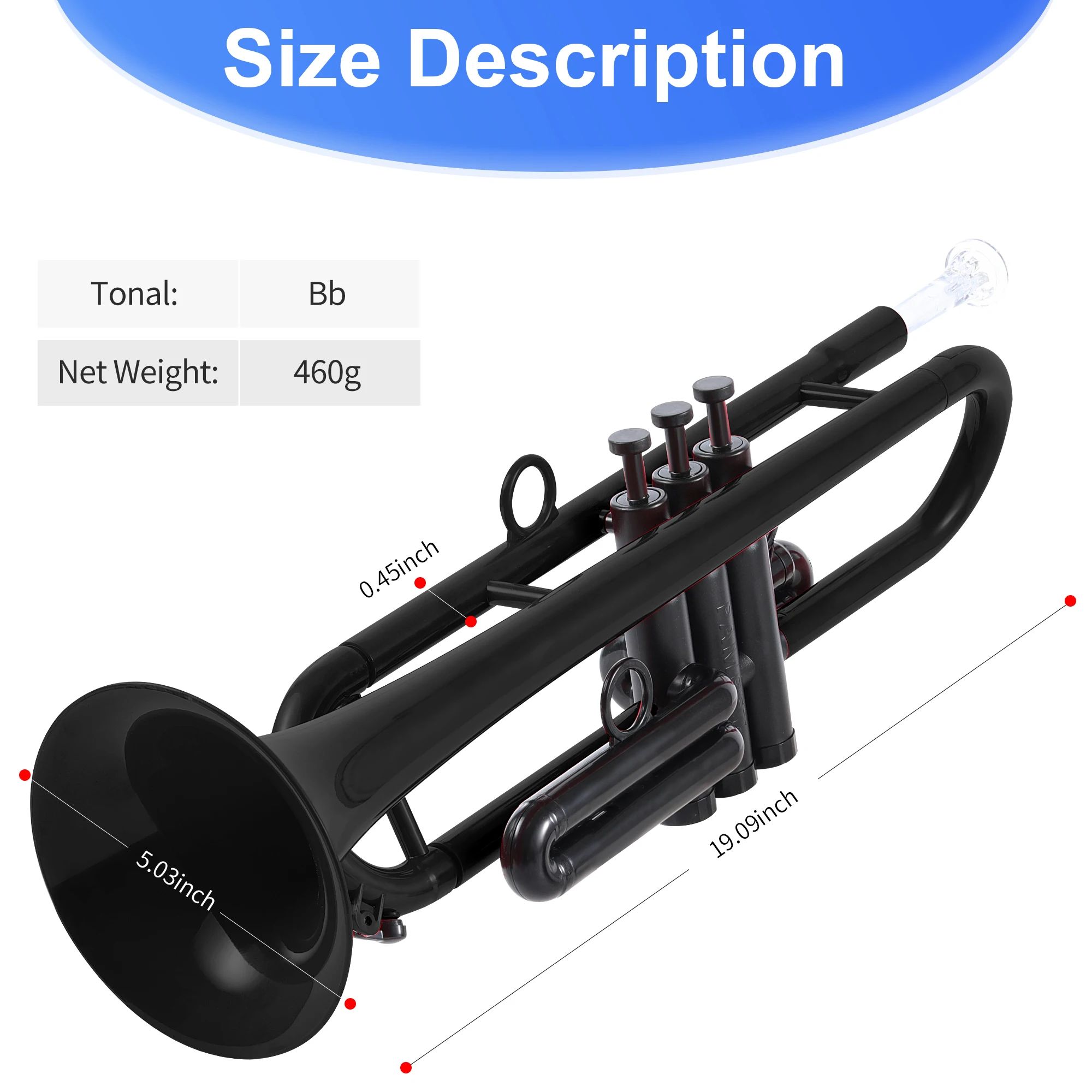 New Design BB Trumpet Musical Instrument Set Polymer Trumpets with Mute and Trumpet Carrying Case Mouthpiece Set