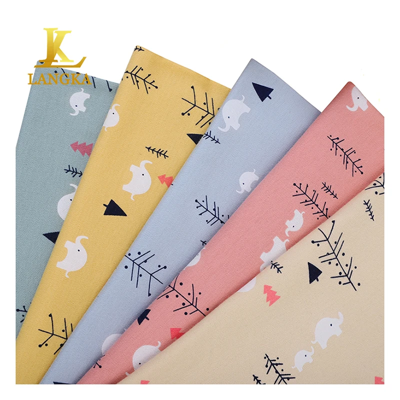 Langka baby clothing bedsheet fabric roll for dress 100% organic cotton fabrics manufacture stock lots of knitted fabric