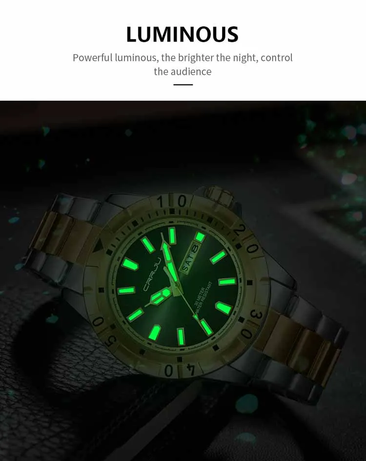CRRJU 5028 fashion custom brand men quartz watch best Steel Strap waterproof week display advertising business watch supplier
