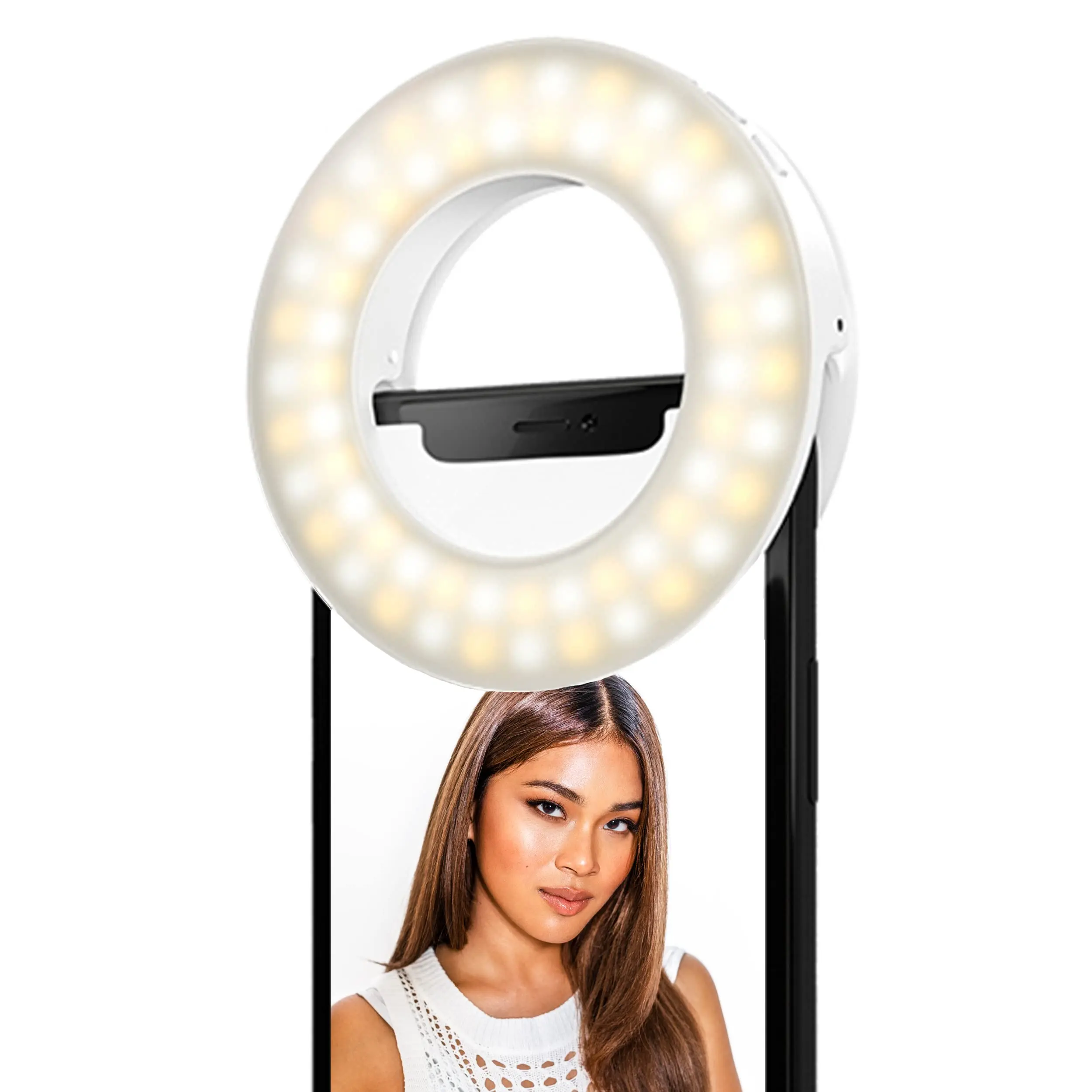 Selfie Small Ring Light for Phone Rechargeable Cell Phone Ring Light Clip On for iPhone