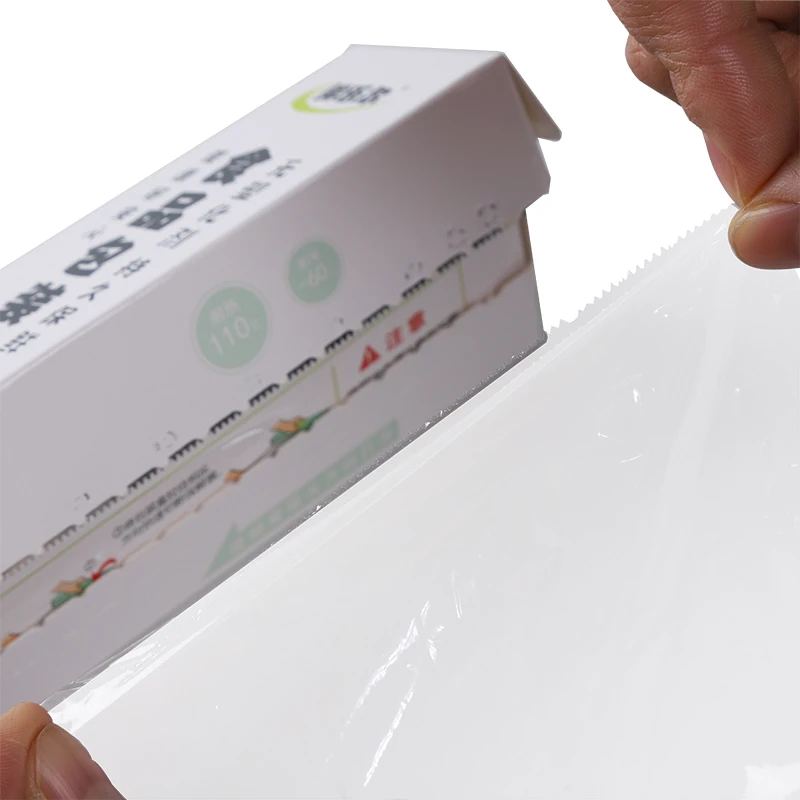 Qingdao Zhengdexiang factory price good quality food grade pe clear cling wrap film with metal cutter