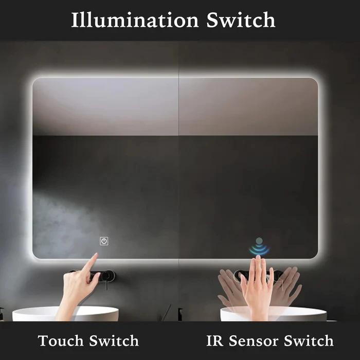 Customize led mirror with backlight anti-fog bathroom hotel mirror decorative wall mirror