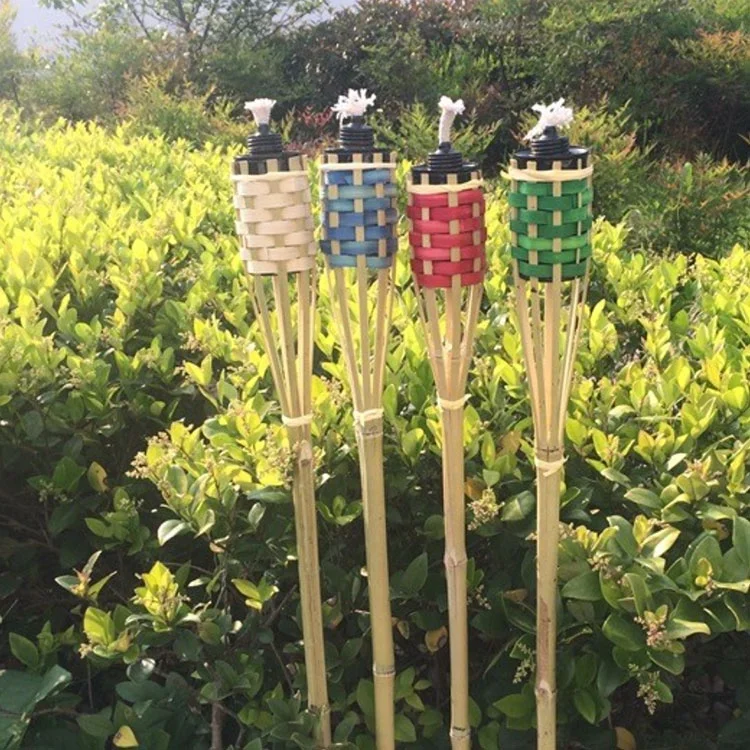 Tiki стиль металлическая канистра масло топливо патио ручной садовый фонарик бамбук