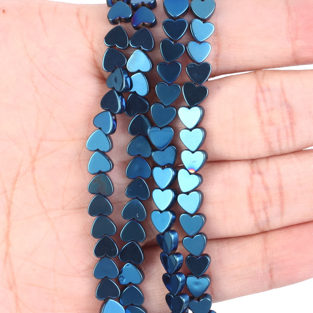 6/8mm Natural Stone Beads Rose KC Golds Love Heart Shape Hematite Loose Spacer Beads for Jewelry Making DIY Bracelet Accessories