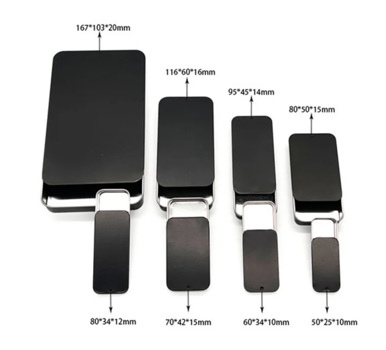 Metal tea tin can Square Rectangle tinplate tin box sliding closure Cosmetic Candy jar Metal Box jewelry boxes christmas gift