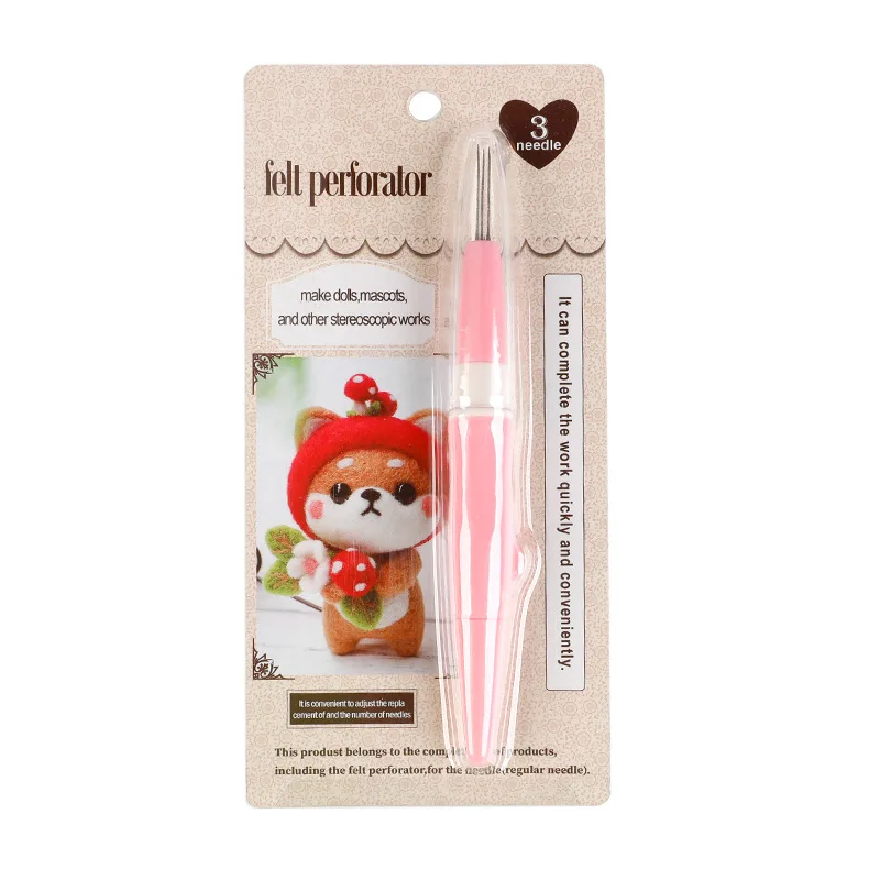 Felting Needle Felt Poke 8 Needle Wood Handle Wool Felt Tools 3 needle wooden handle