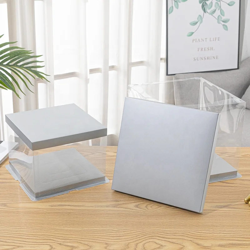 High Quality Gift Birthday Cake Box Transparent PET 12 inch Cake Packaging PVC Plastic Clear Boxes