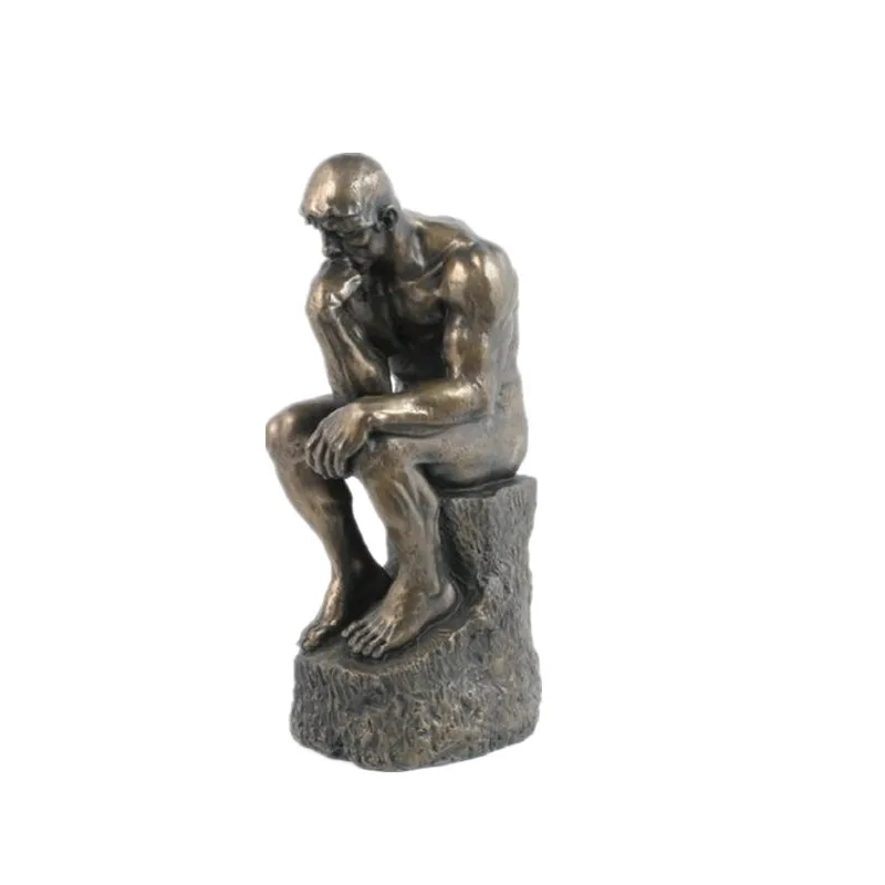 Resin bronze sitting man statue thinker sculpture
