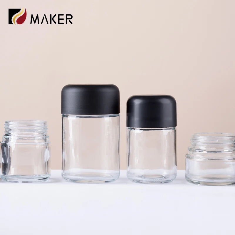 Brand New High Quality Custom Food Grade Base Plastic Cap Cream Jar Child Resistant Glass Rosin Jar For Jeeter With Lids