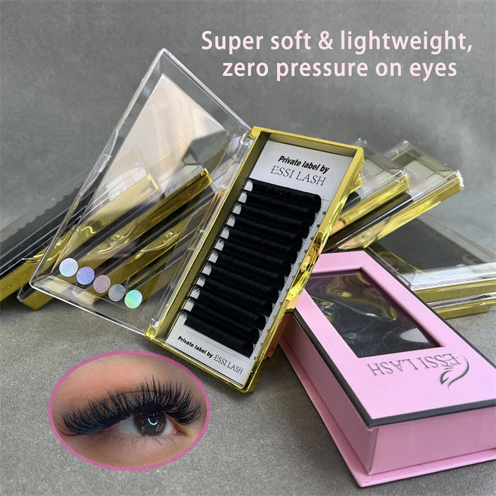 0.03 0.05 0.07 Individual Volume Lashes Super Soft Matte Black Volume Lash Trays Fluffy Cashmere Eyelash Extensions
