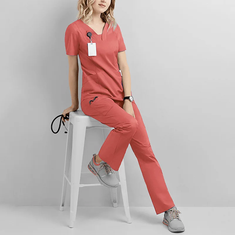 High Quality Short Sleeve Hospital Medical Nursing Uniforms Suits Stretch Medical Jogger Scrubs Sets Wholesale