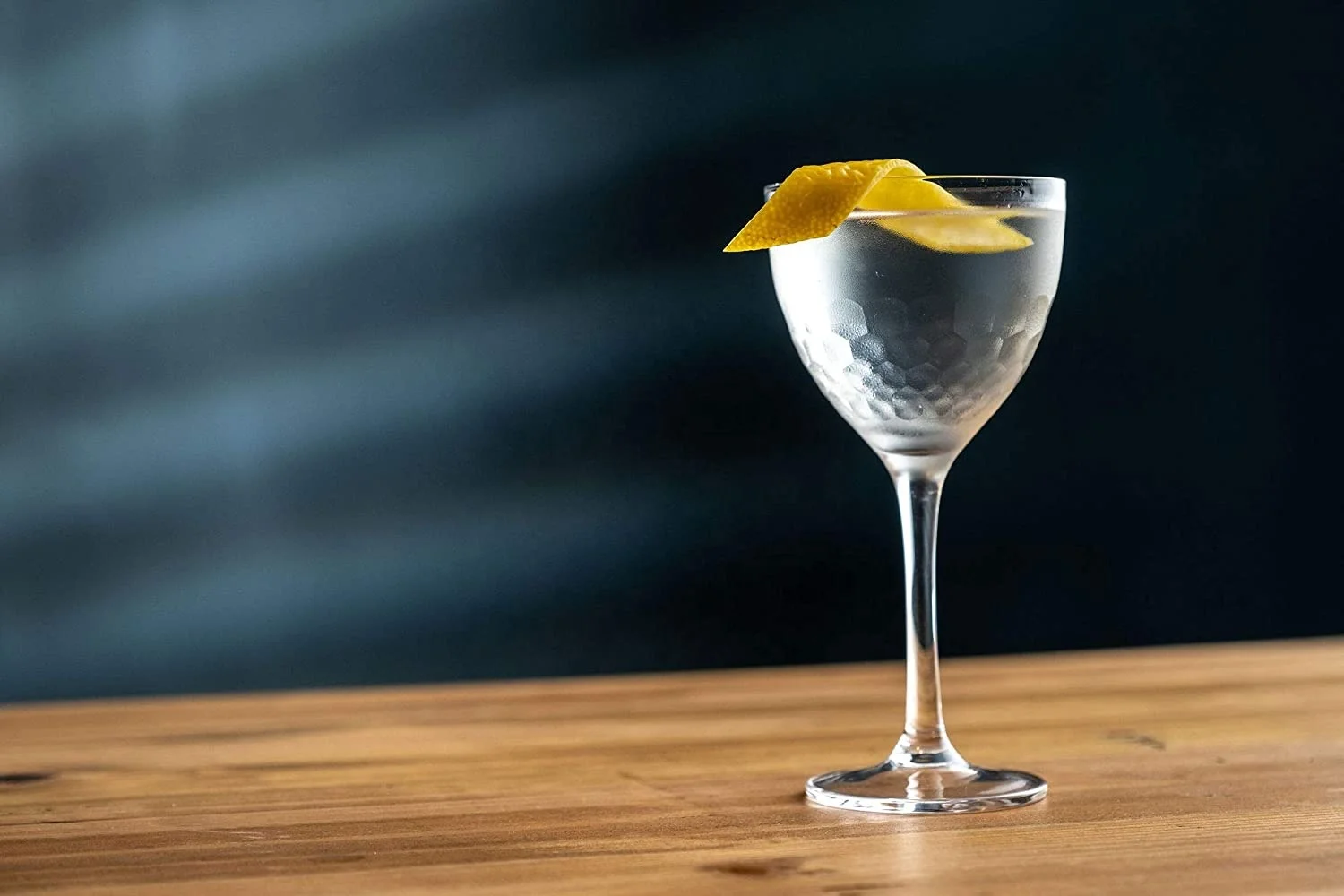 Hand Etched Vintage Small Coupe Cocktail Glass to Serve Manhattan Martini Honeycomb Hammered Nick and Nora Glass